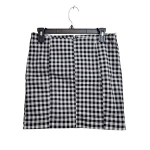 Free People Black and White Gingham Mini Skirt Size 10